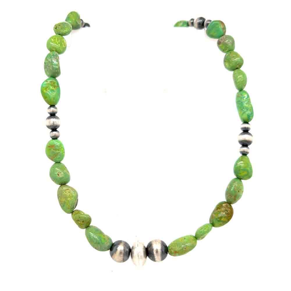 SILVER NAVAJO PEARLS &amp; TURQUOISE BEADED NECKLACE - NAVAJO - CHARLENE LITTLE