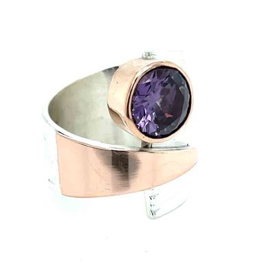 SILVER/14KT ALEXANDRITE WRAP RING SIZE - 8.5