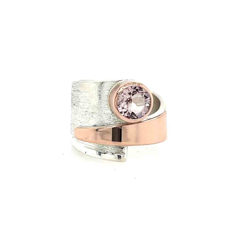 SILVER/14KT MORGANITE WRAP RING - SIZE 8.5