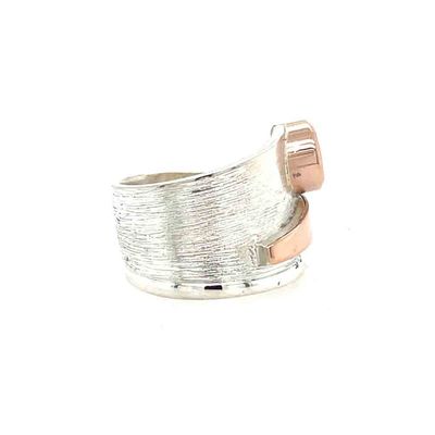 SILVER/14KT MORGANITE WRAP RING - SIZE 8.5