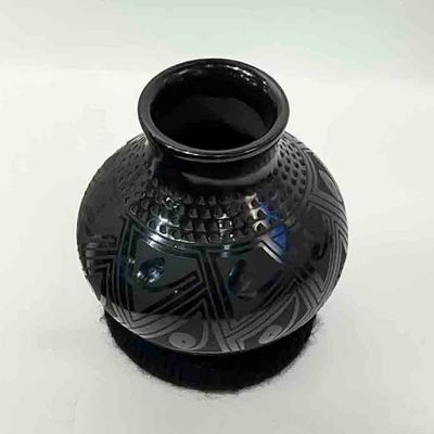 MATA ORTIZ BLACK GRAPHITE VASE - 4 x 3.5