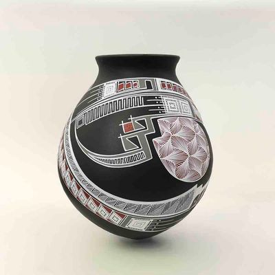 MATA ORTIZ BLACK, WHITE &amp; RED VASE -  9 x 5.5