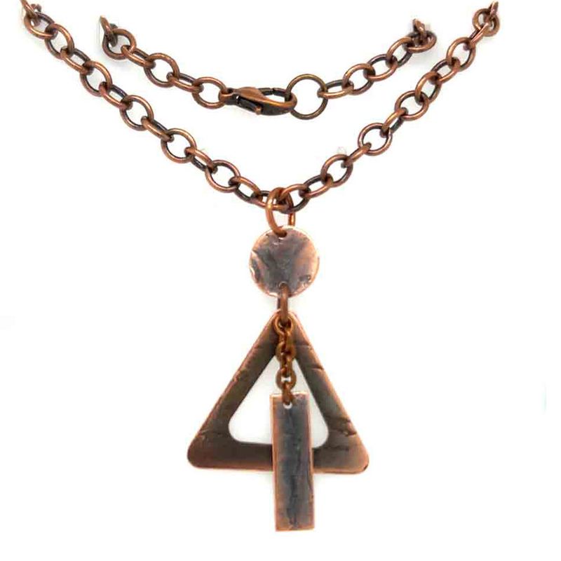 COPPER ROLLED TRIANGLE W/DISCS NECKLACE