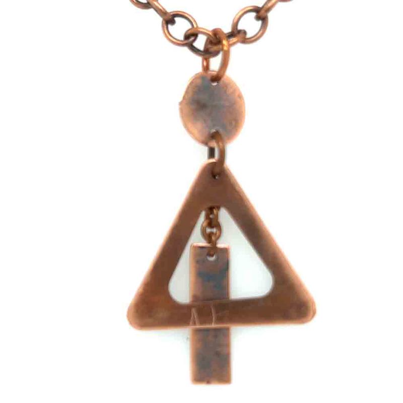 COPPER ROLLED TRIANGLE W/DISCS NECKLACE