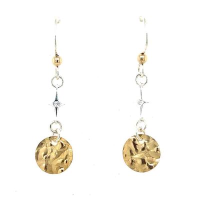 MIXED METALS TEXTURED DICS & CZ EARRINGS MIXED METALS TEXTURED DICS & CZ EARRINGS