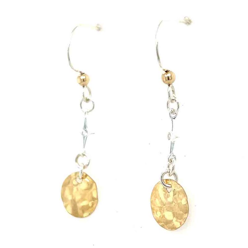 MIXED METALS  TEXTURED DICS &amp; CZ EARRINGS