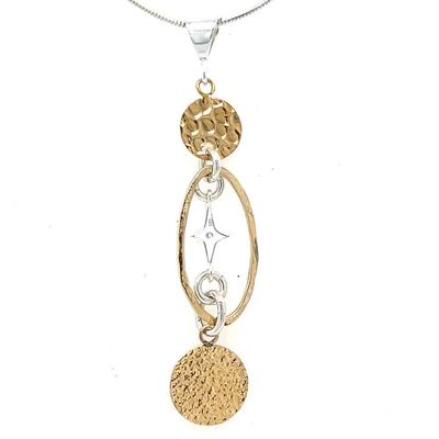 MIXED METALS HAMMERED & TEXTURED CZ NECKLACE MIXED METALS HAMMERED & TEXTURED CZ NECKLACE