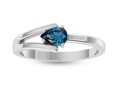 SILVER TOPAZ TEARDROP SPLIT RING