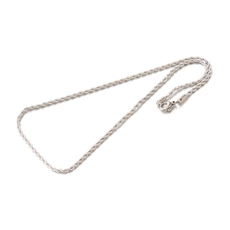 SILVER STAINLESS 2.5MM ROPE CHAIN , Size: 16