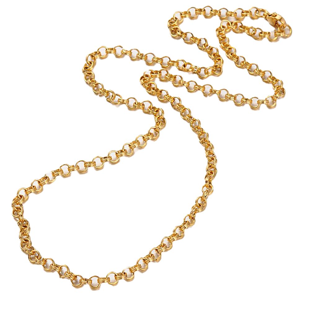 GOLD STAINLESS 4MM ROLO CHAIN , Size: 20