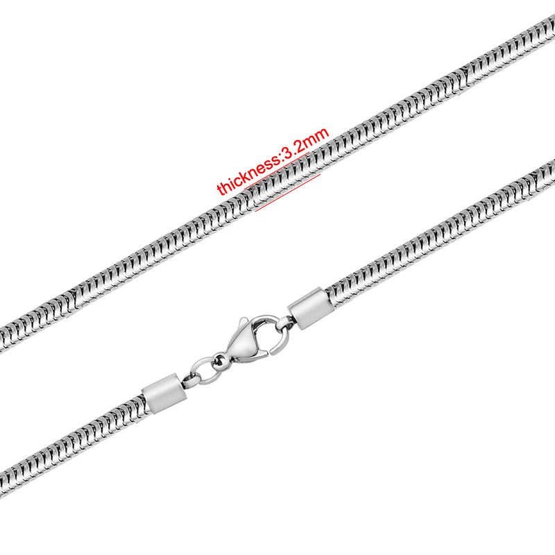 SILVER STAINLESS 3.2MM SNAKE CHAIN , Size: 14"