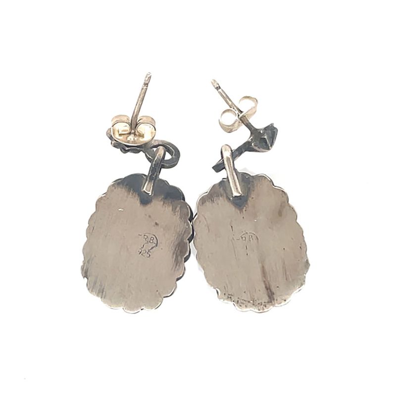 SILVER TURQUOISE EARRINGS NAVAJO-ANDREW VANDEVER