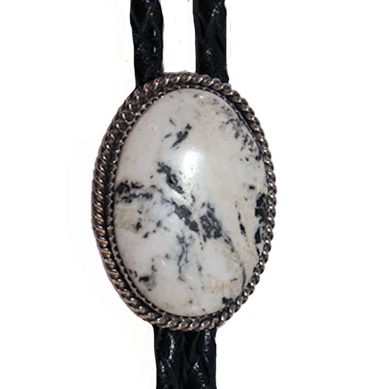 SILVER WHITE BUFFALO BOLO TIE NAVAJO-ETTA BELIN