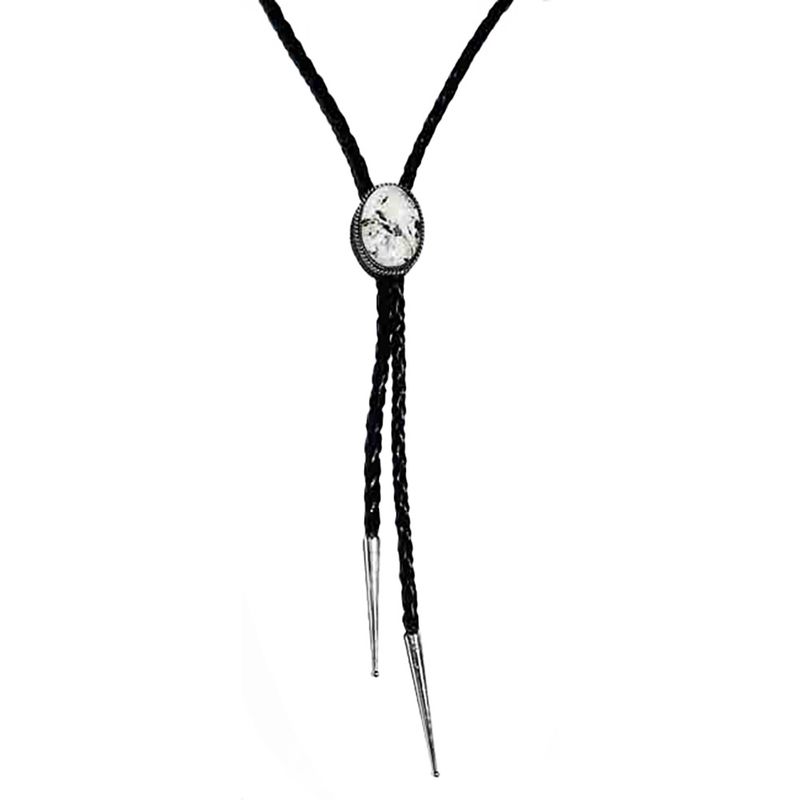 SILVER WHITE BUFFALO BOLO TIE NAVAJO-ETTA BELIN