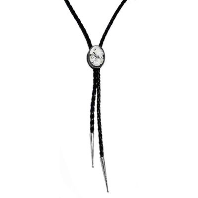 SILVER WHITE BUFFALO BOLO TIE NAVAJO-ETTA BELIN