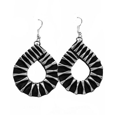SILVER OXIDIZED EARRINGS NAVAJO - LEANDER TAHE