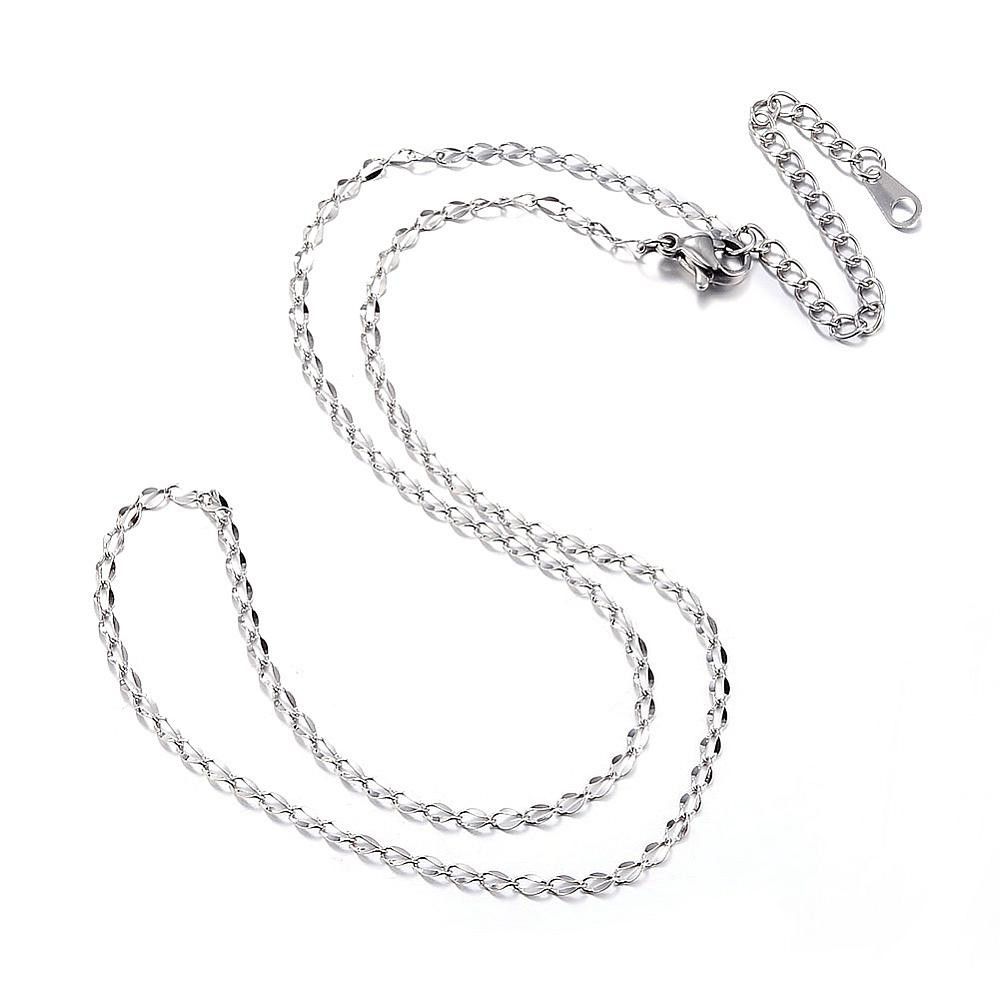 SILVER STAINLESS 2MM DIAMOND CUT CHAIN , Size: 16