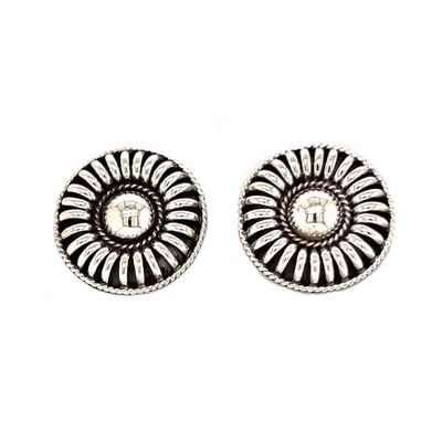 SILVER ROUND RIB EARRING - NAVAJO - THOMAS CHARLEY
