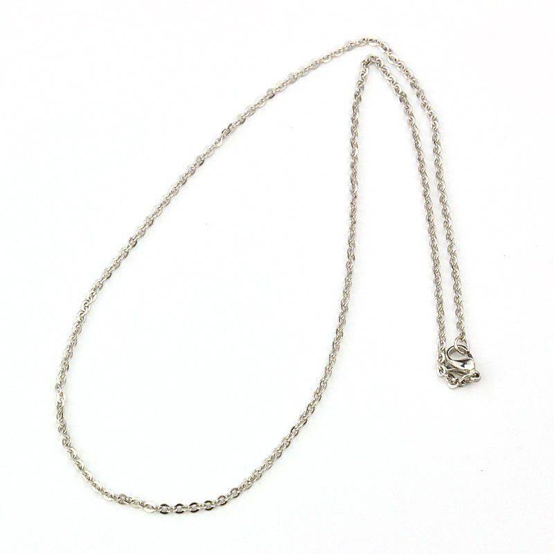 SILVER STAINLESS 2MM CABLE CHAIN , Size: 15"