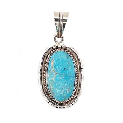 SILVER TURQUOISE PENDANT NAVAJO - SAMUEL YELLOWHAIR