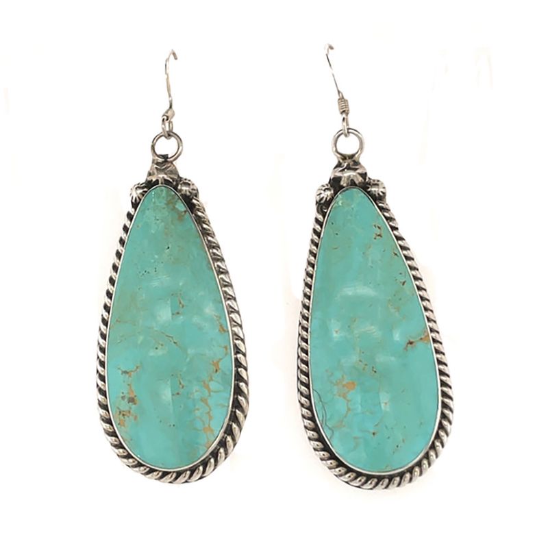 SILVER TURQUOISE TEARDROP EARRINGS NAVAJO - BRANDON BELIN
