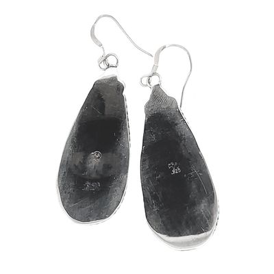 SILVER TURQUOISE TEARDROP EARRINGS NAVAJO - BRANDON BELIN