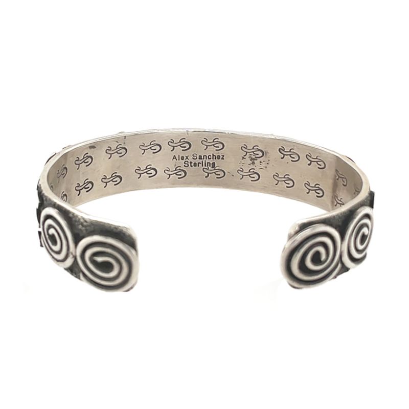 SILVER SYMBOL &amp; TURQUOISE CUFF BRACELET NAVAJO-ALEX SANCHEZ