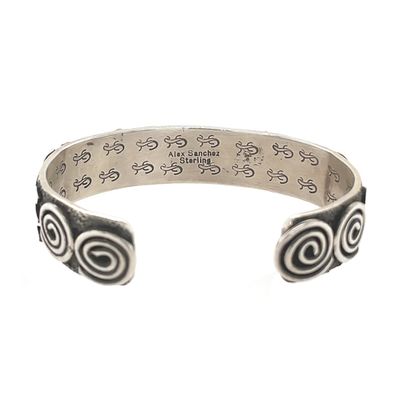 SILVER SYMBOL &amp; TURQUOISE CUFF BRACELET NAVAJO-ALEX SANCHEZ