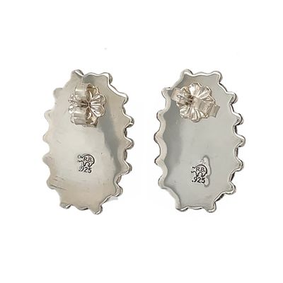 SILVER OVAL TURQUOISE EARRINGS NAVAJO-SHENNA JACK