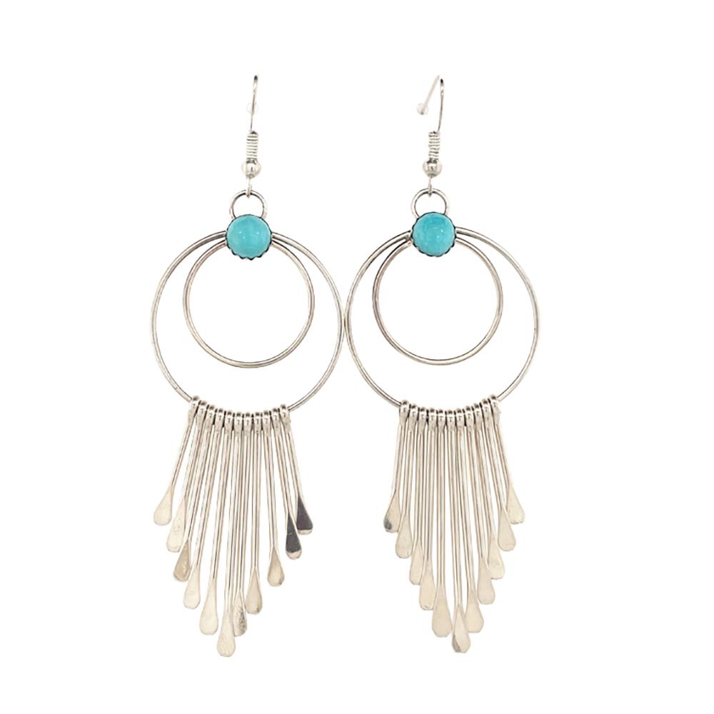 SILVER TURQUOISE EARRINGS ZUNI-PAULA ARMSTRONG