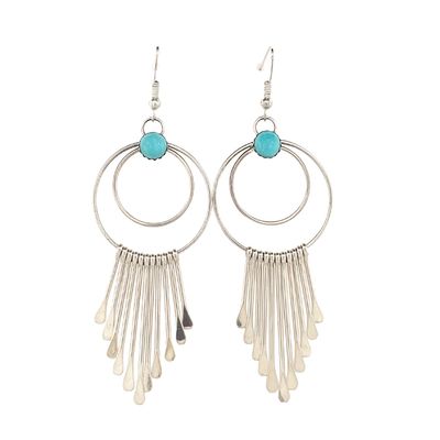 SILVER TURQUOISE EARRINGS ZUNI-PAULA ARMSTRONG