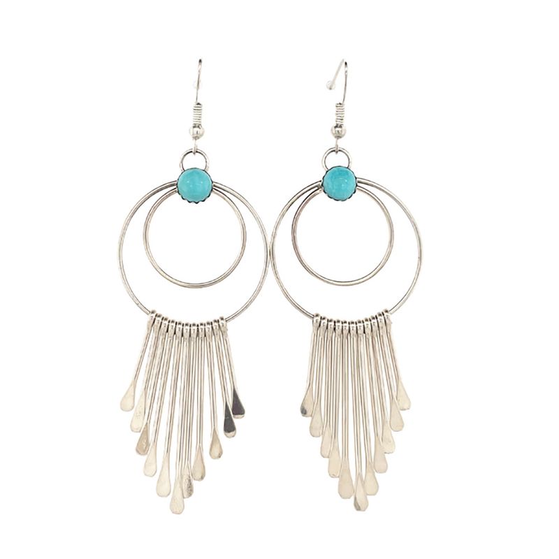 SILVER TURQUOISE EARRINGS ZUNI-PAULA ARMSTRONG