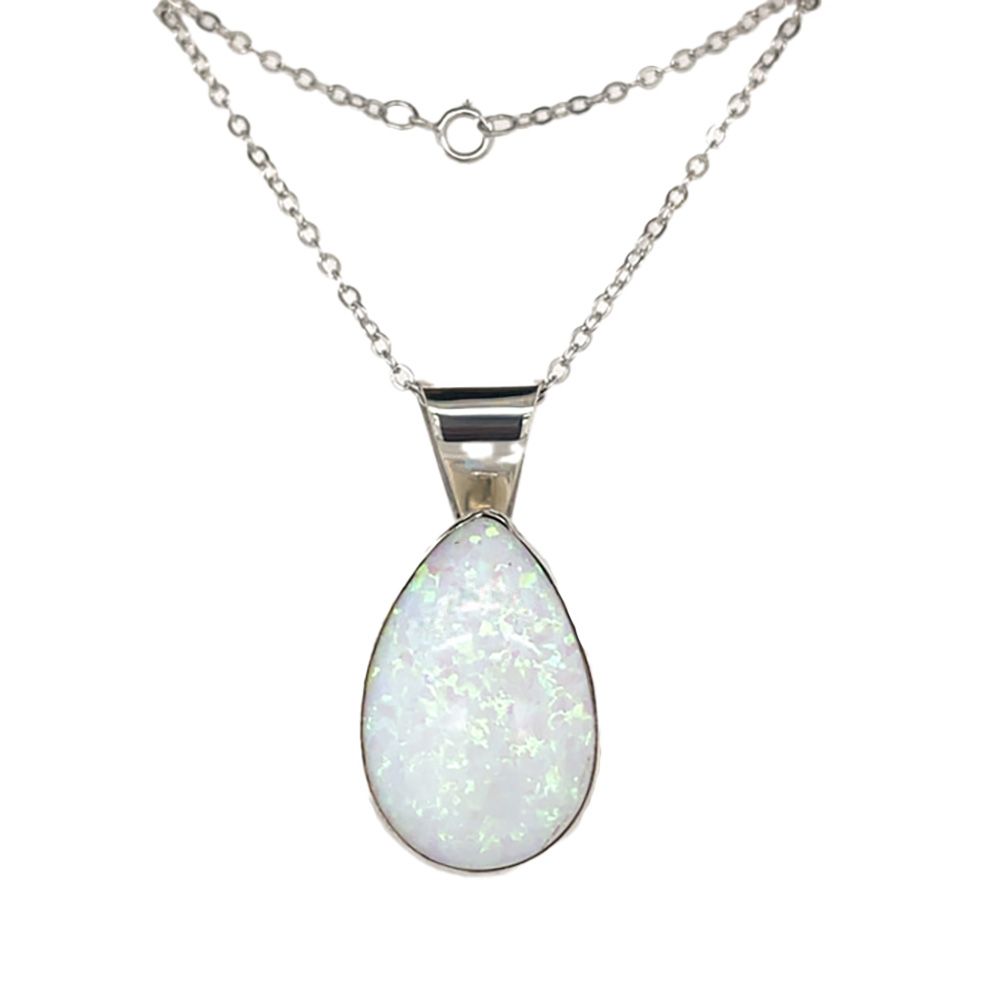 SILVER OPAL TEARDROP PENDANT NAVAJO-JAN MARIANO
