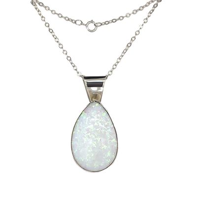 SILVER OPAL TEARDROP PENDANT NAVAJO-JAN MARIANO