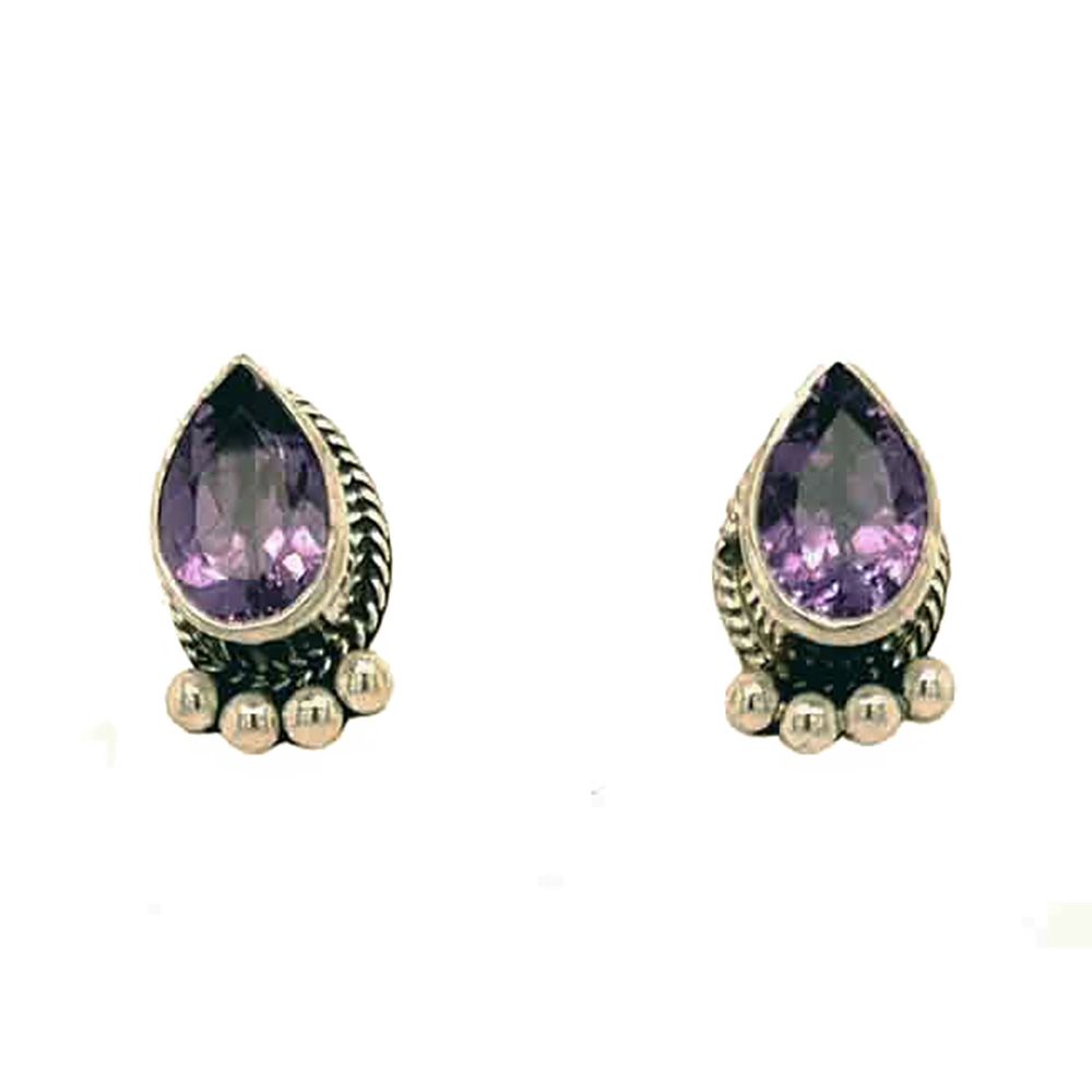 SILVER AMETHYST EARRINGS NAVAJO - SHERYL MARTINEZ