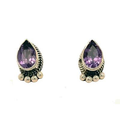 SILVER AMETHYST EARRINGS NAVAJO - SHERYL MARTINEZ