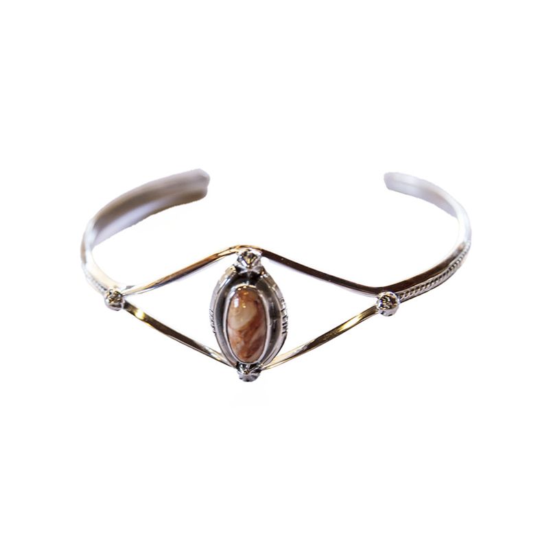 SILVER SPINY OYSTER CUFF BRACELET NAVAJO-ROGER PINO