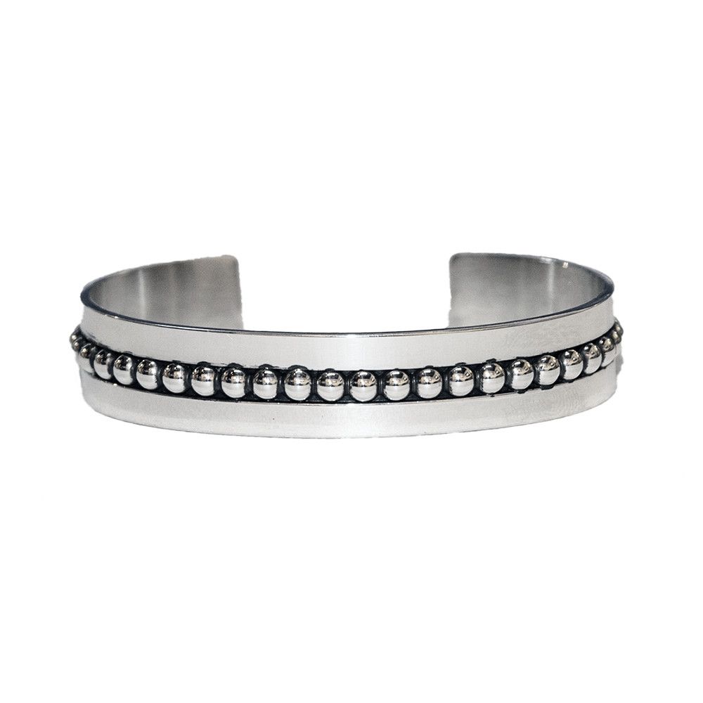 SILVER BEAD CUFF BRACELET NAVAJO-TOM HAWK