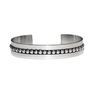 SILVER BEAD CUFF BRACELET NAVAJO-TOM HAWK