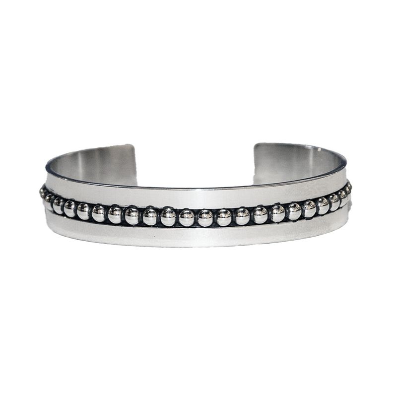 SILVER BEAD CUFF BRACELET NAVAJO-TOM HAWK