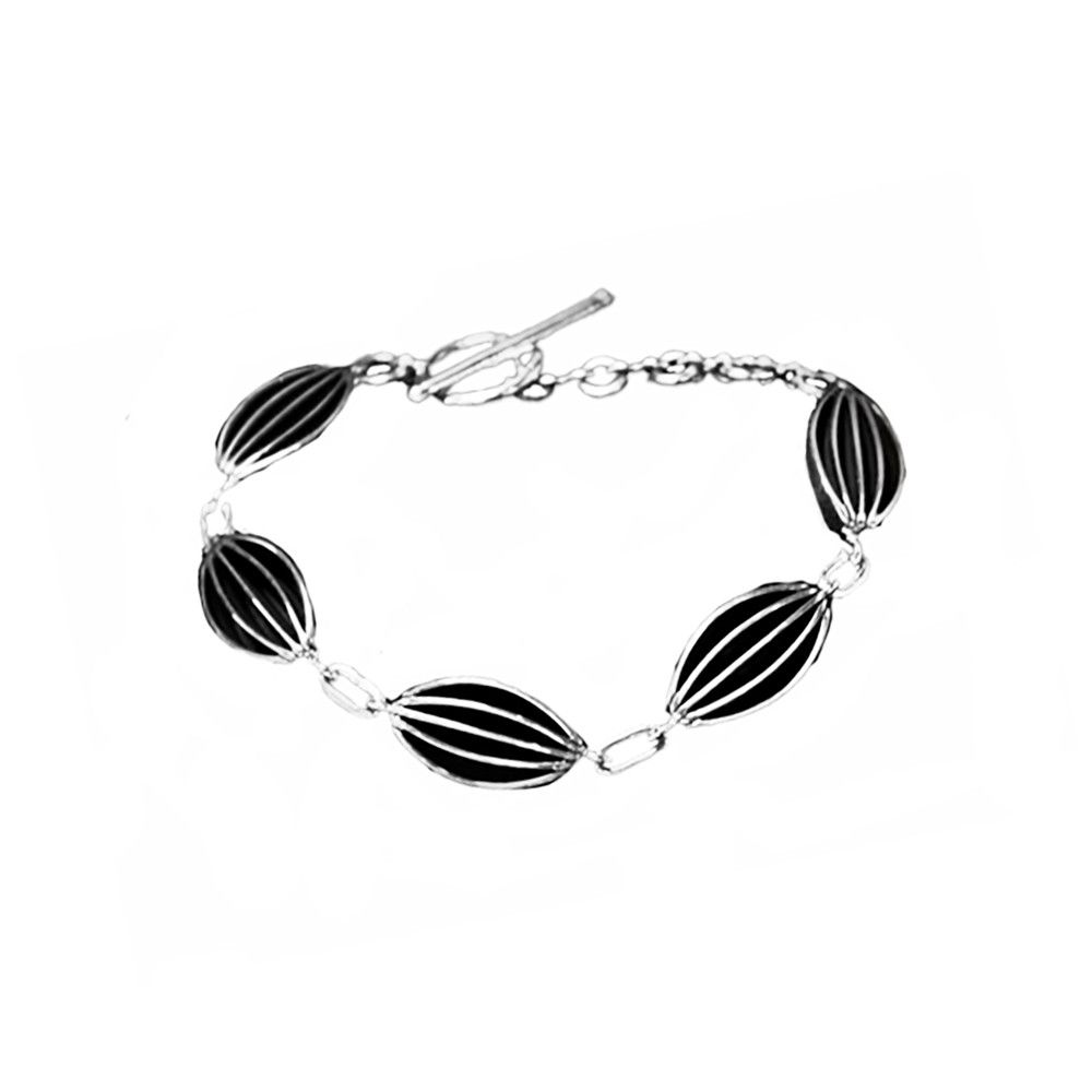 SILVER FLUTED SEED LINK BRACELET NAVAJO-JAMES BAHE