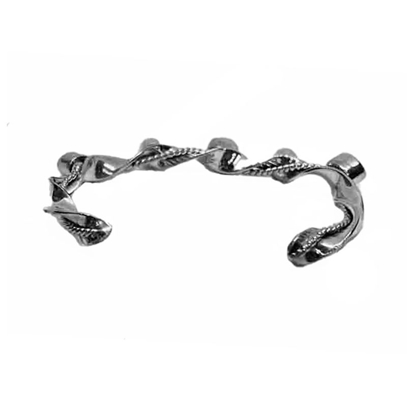 SILVER CORAL &amp; CITRINE  CUFF BRACELET NAVAJO - T. LEWIS