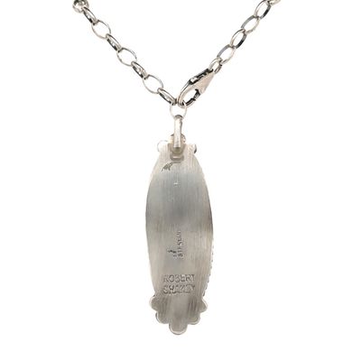 SILVER OVAL TURQUOISE NECKLACE NAVAJO-ROBERT SHAKEY