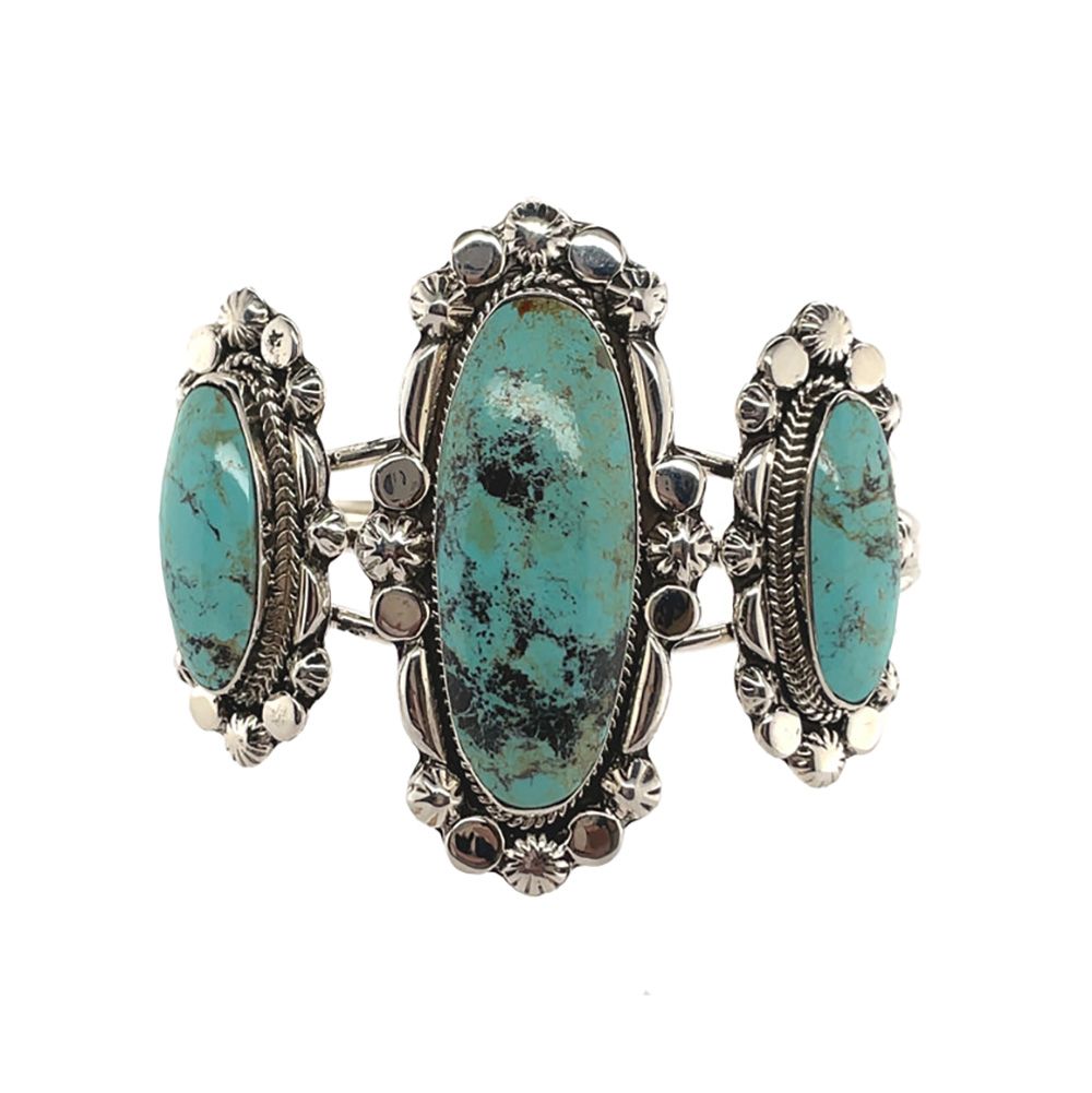 SILVER TURQUOISE CUFF BRACELET NAVAJO-RB