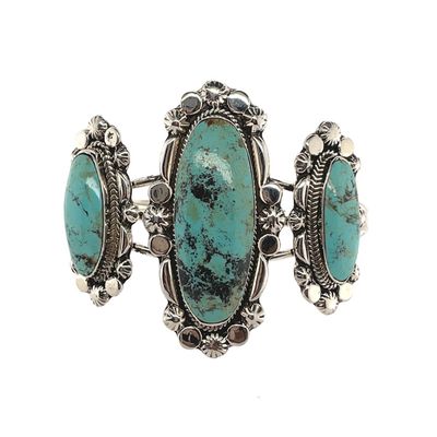 SILVER TURQUOISE CUFF BRACELET NAVAJO-RB