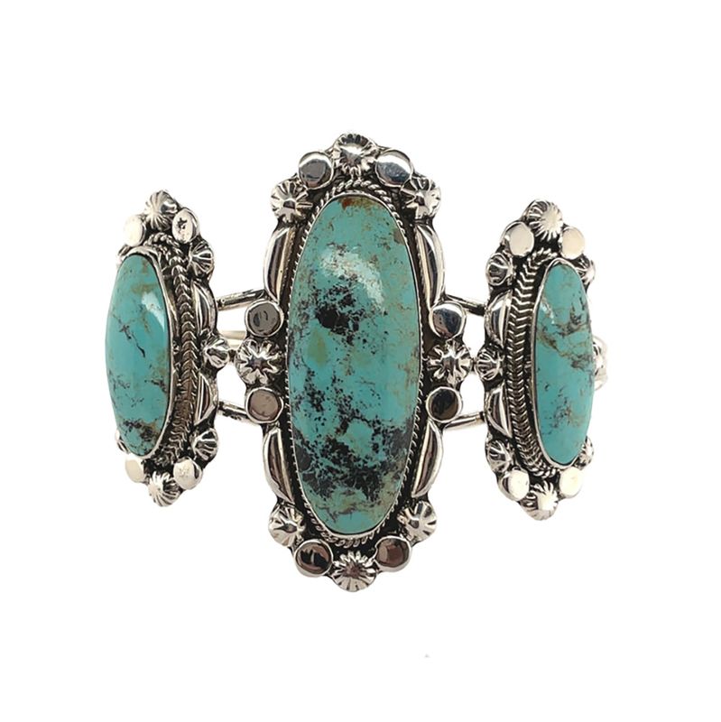 SILVER TURQUOISE CUFF BRACELET NAVAJO-RB