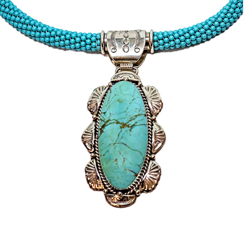 SILVER TURQUOISE PENDANT NAVAJO-MICHAEL YAZZIE