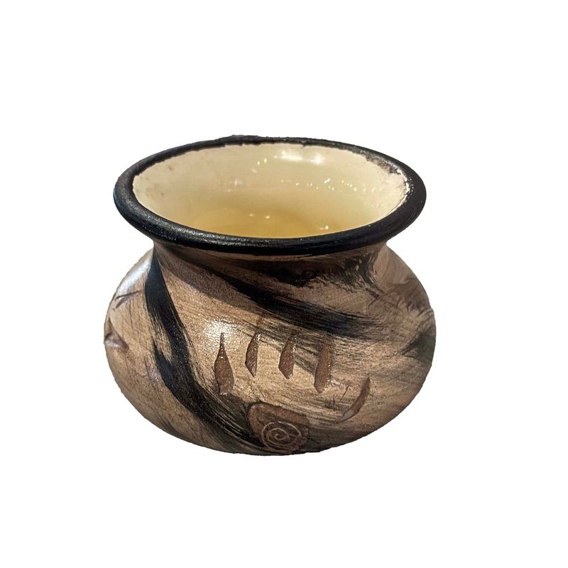"SM SHAMAN GATHERING" Petroglyph Pottery 2.5" x 3.5" "SM SHAMAN GATHERING" Petroglyph Pottery 2.5" x 3.5"