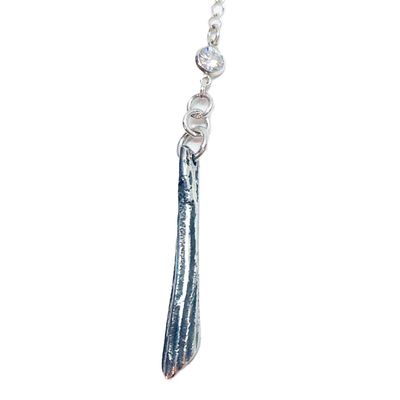 SILVER OXIDIZED CAST PASTA &amp; CZ LARIAT