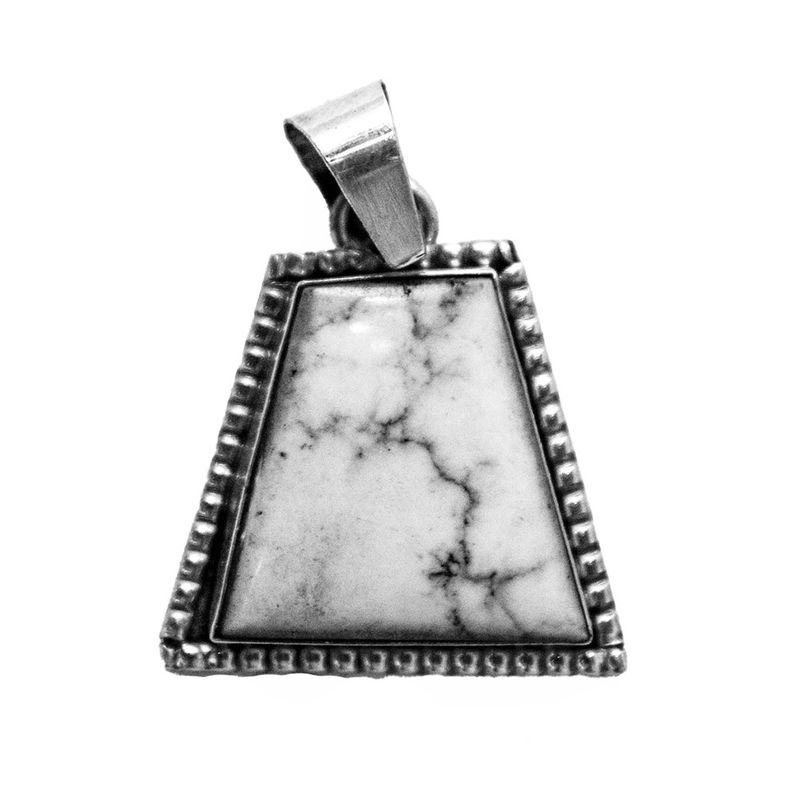 SILVER TRI WHITE BUFFALO PENDANT NAVAJO-SCOTT SKEETS